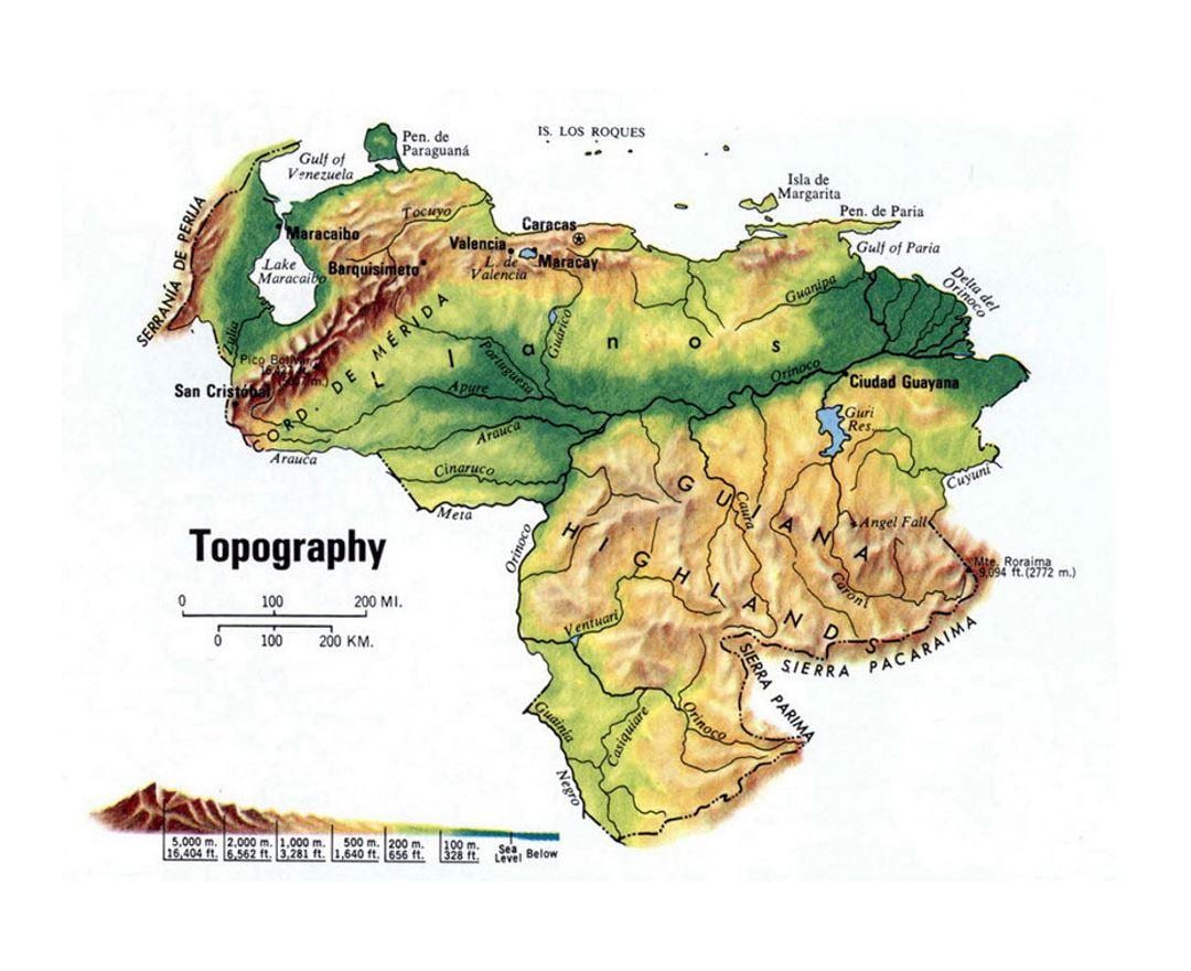 แผนที่ของเวเนซุเอลา name topographic